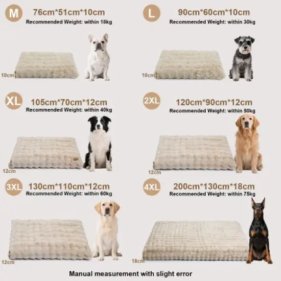 Artloge Plush Pet Bed Washable Dog Mat Crate Bed Anti-Slip Kennel Mattress Deluxe Sleeping Mat for Puppy & Large Dogs with Removable Cover image {6}