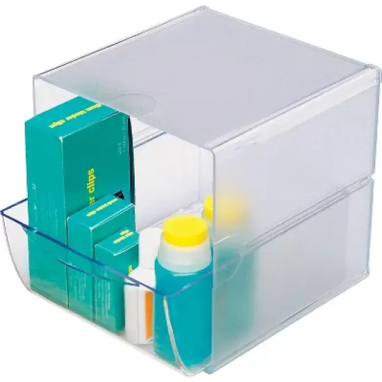 Deflecto Desk Cube with Drawer Clear 7-1/8 x 6 x 6 350801 image {2}