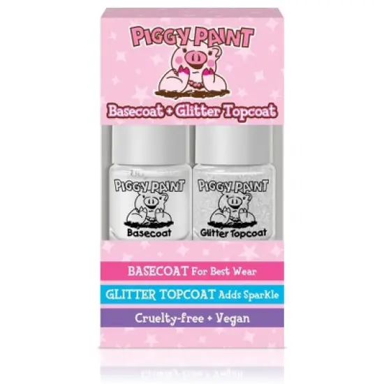 Piggy Paint Non-Toxic Nail Polish Basecoat + Glitter Topcoat Set Kids' - 0.24 fl oz/2ct image {12}