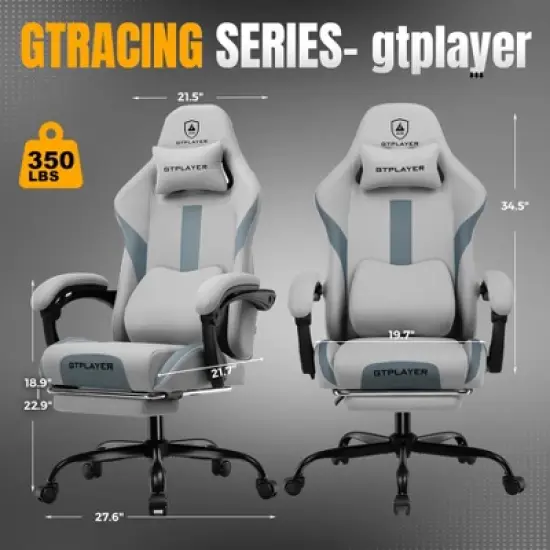 GTPLAYER Ergonomic Gaming Chair with Footrest, Lumbar Support, Breathable Computer Chair with Pocket Spring Cushion, Chairs for Adults image {8}