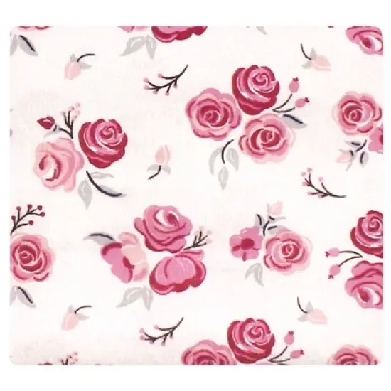 Hudson Baby Infant Girl Cotton Flannel Receiving Blankets Bundle, Cream Rose, One Size image {1}