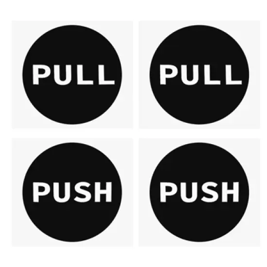 Unique Bargains PVC Self-Adhesive Waterproof Store Round Push Pull Door Sign 2 Set image {5}