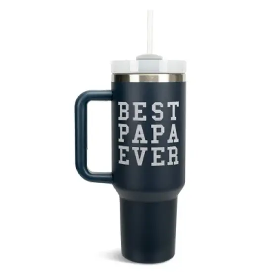 Elanze Designs Best Papa Ever Dad Grandpa Family 40 oz. Stainless Steel, Large Water Bottle Coffee Mug, Spill & Leak Resistant, Thermal Travel Tumbler image {1}