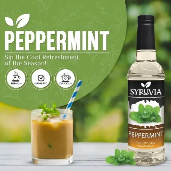 Syruvia Peppermint Syrup - 25.4 fl oz. Premium Flavoring Syrup For Coffee image {1}