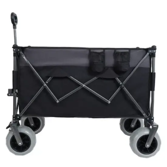 Gulches 300L XL Heavy-Duty Folding Wagon Cart, Black/Gray, 480 lbs Capacity, 9" x 4" All-Terrain Balloon Wheels image {2}