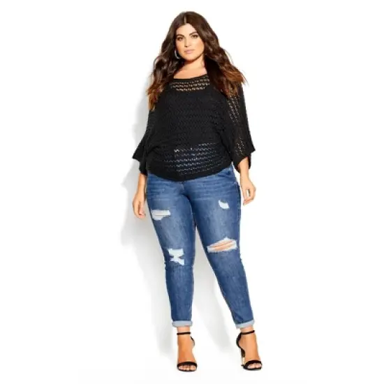 Women's Plus Size Cool Crochet Top - black | CITY CHIC image {2}