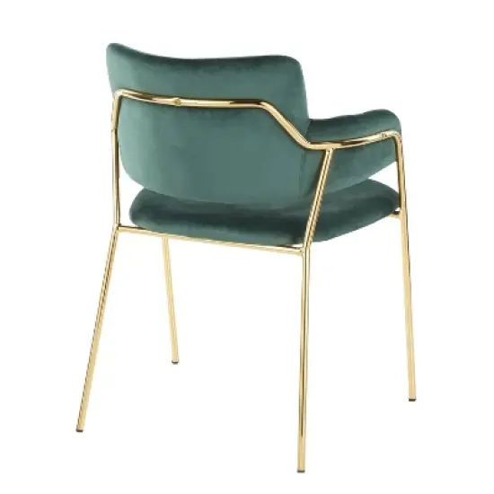 Set of 2 Napoli Contemporary Chairs Gold/Emerald Green Velvet - LumiSource: Chrome-Plated, Metal Legs, Floor Protectors image {3}