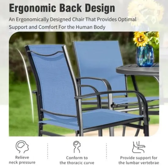 Captiva Designs 7pc Patio Dining Set with Slat-top Rectangle Table & Sling Fixed Dining Chairs image {10}