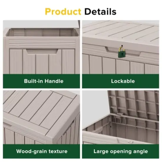 Yardgrace 30/45/80/100 Gallon Weather Resistant Storage and Seating Outdoor Deck Box image {3}