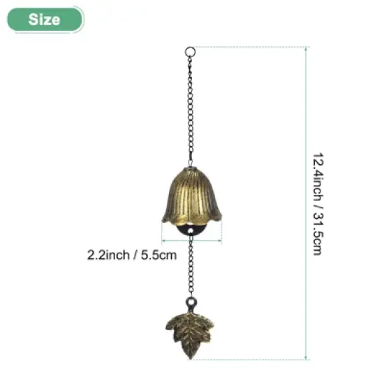 Unique Bargains Metal Vintage Outdoor Wind Chime 2.2" x 12.4" Bronze Tone 1 Pack image {2}