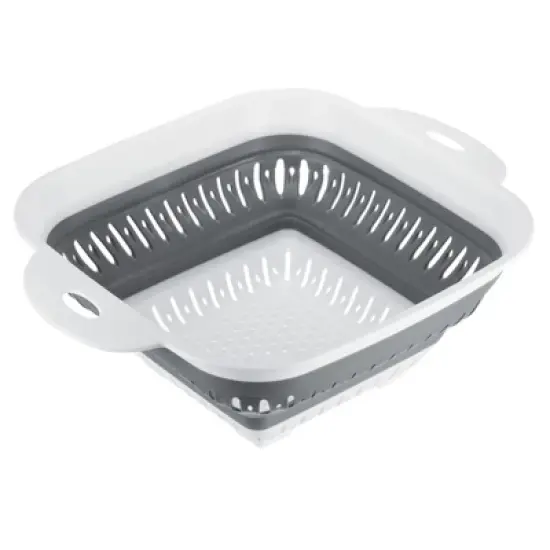 Unique Bargains Draining Pasta Potatoes Square Silicone Collapsible Colander with Handles 1 Pc image {5}