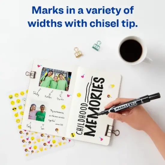 Avery Marks A Lot Permanent Markers, Large Desk-Style Size, Chisel Tip, 12 Black Markers (98028) image {3}