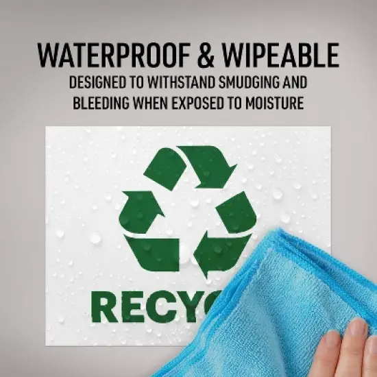 Avery Recycle Stickers, Green Recycle Signs for Bins, Containers, Trash Cans and Walls, Waterproof, UV Resistant, Preprinted, 8-1/2" x 11", 2 Total image {4}