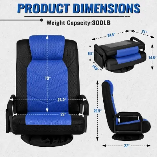 Yaheetech Adjustable Swivel Gaming Chair Reclining Sofa Chair with Armrests and Adjustable Backrest image {2}