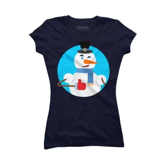 Junior's Design By Humans Snowman thumbs up winks emoji. New Year and Christmas By Roplon T-Shirt image {3}