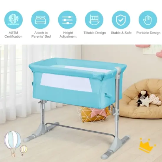 Infans Portable Baby Bedside Bassinet Infant Travel Bassinet Crib W/Carrying Bag Green image {3}