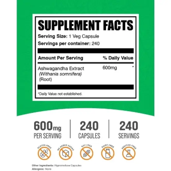 BulkSupplements Ashwagandha Extract Capsules image {1}