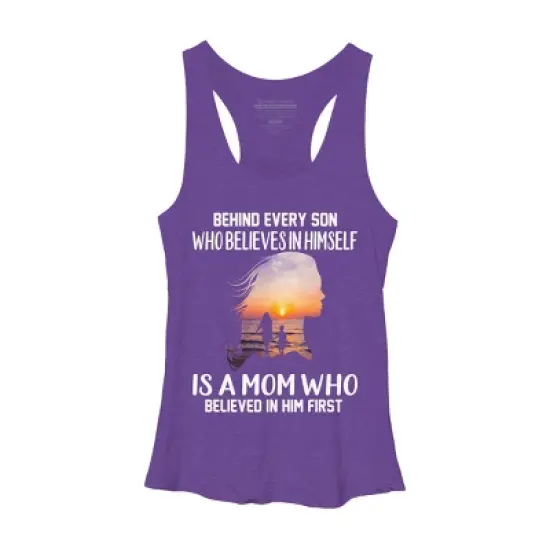 Women's Design By Humans Mother Behind Every Son Who Believes In Himself Is A Mom By corndesign Racerback Tank Top image {6}