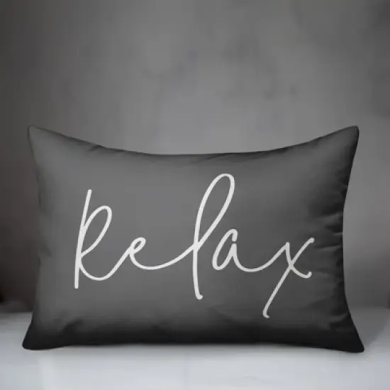 Creative Products Relax Thin Script Grey and White 14x20 Indoor / Outdoor Pillow image {1}