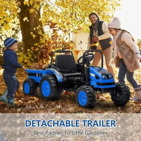 Garvee 12V Kids Ride On Tractor with Trailer, Electric Tractor with Remote Control,Safety Belt,for Boys Girls image {8}