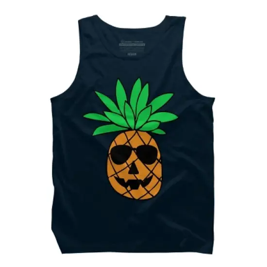 Men's Design By Humans HALLOWEEN PINEAPPLE PUMPKIN THEMED By Ujangkasep Tank Top image {5}