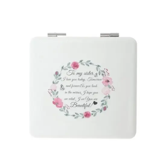 Unique Bargains Women Square Shape Handheld Mirror for Travel White 1 Pc image {5}