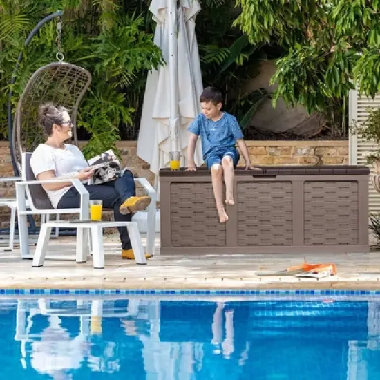 Starplast 88 Gallon Deck Box Plastic Mocha Brown image {11}