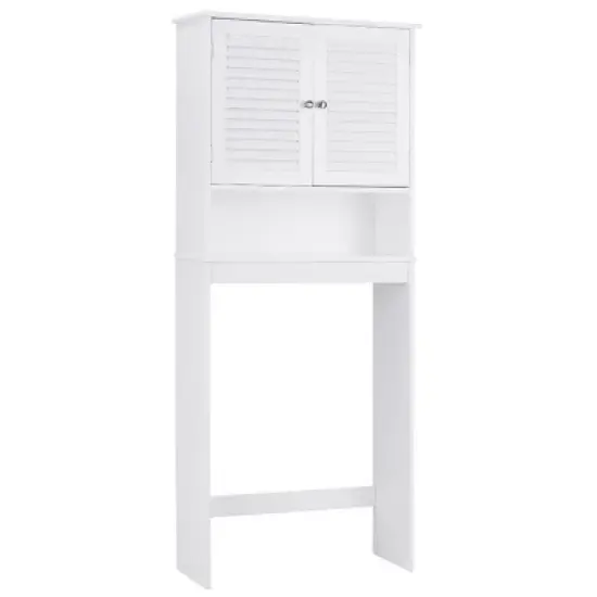 Costway Bathroom Space Saver Over The Toilet Shelved Storage Cabinet Organizer White image {2}