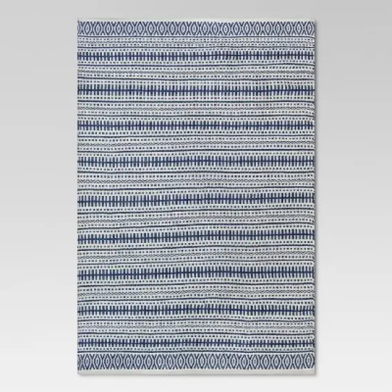 Pattern Stripe Outdoor Rug Blue - Threshold image {7}