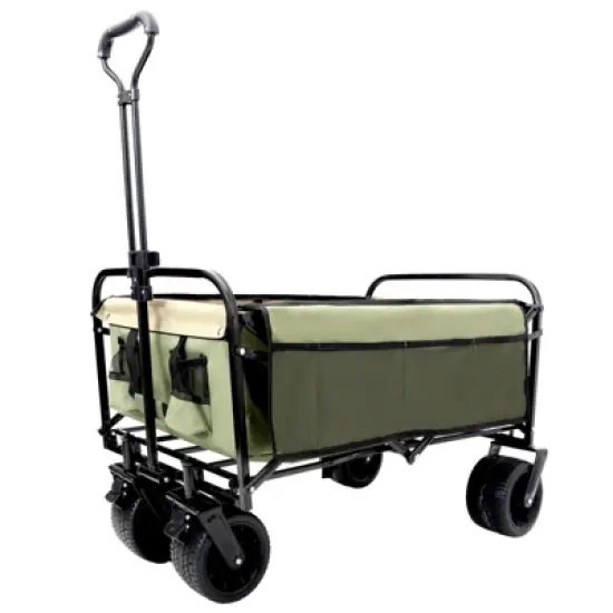 DSVIMOY Collapsible Foldable Wagon Cart, Beach Wagon Utility Cart for Camping Shopping Sports Gardening Fishing, Green, 35.04"*24.41"*38.58" image {1}