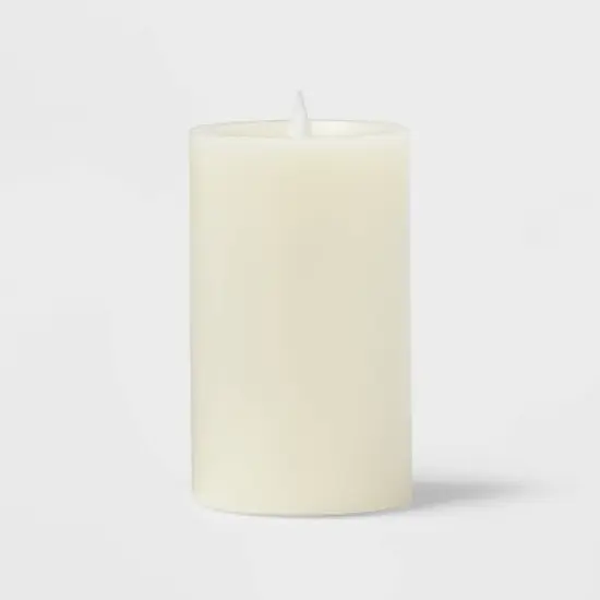 3" x 5" LED Pillar Candle Cream - Threshold&trade; image {2}