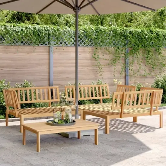 vidaXL - 4 Piece Patio Pallet Sofa Set - Modular Solid Acacia Wood - Outdoor/Garden/Deck/Patio - Includes 3 Sofas and 1 Table - 242.5 lb Capacity image {1}