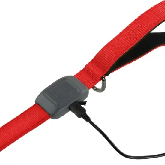 Nite Ize NiteDog Rechargeable LED Leash - Rechargeable LED Light Dog Leash with Padded Handle - 5 Feet, Red image {3}