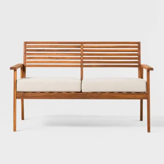 Saracina Home Mid-Century Modern Slatted Acacia Outdoor Bench
 image {5}