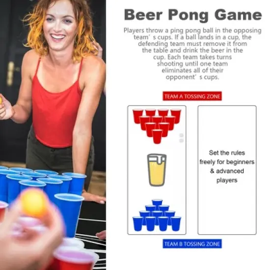 Costway 8 Foot Beer Pong Table Portable Party Drinking Game Table Tailgate Table image {5}
