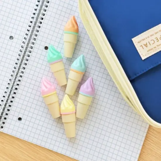 Wrapables Cute and Colorful Highlighters, Marker Pens, Stationery Supplies (Set of 6), Ice Cream image {5}