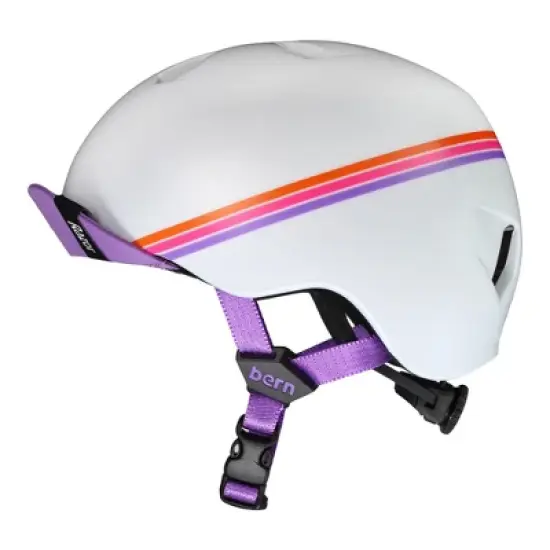 BERN Nino Razor Kids Bike & Skate Helmet &ndash; S/M &ndash; Satin White Purple Sunset &ndash; Flip Visor, Lightweight, Multi-Sport Protection, Adjustable Fit image {6}