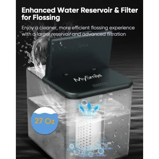MySmile LP233 Pro UVC Sterilizable Countertop Water flossers for Teeth 800ML with a Water Filter 3 Modes and 6 Jet Tips image {5}