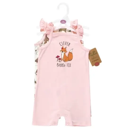 Touched by Nature Infant Girl Organic Cotton Rompers, Woodland Alphabet image {1}