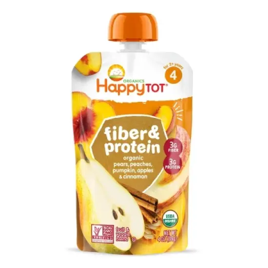 HappyTot Fiber & Protein Organic Pears Apples Peaches Pumpkin with Cinnamon Baby Food Pouch - 4oz image {9}