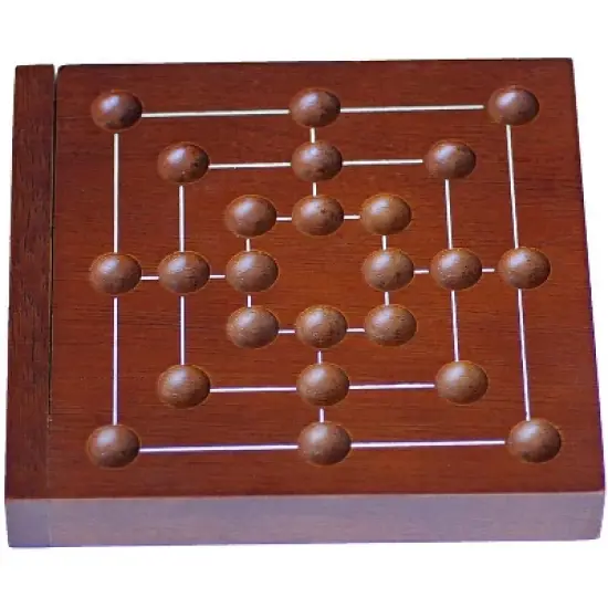 WE Games Nine Men's Morris Wooden Travel Game with Marbles - 5 inch Travel Size image {2}