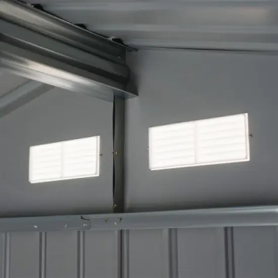 Outsunny 9' x 6' Metal Storage Shed Garden Tool House with Double Sliding Doors, 4 Air Vents for Backyard, Patio, Lawn Gray image {4}