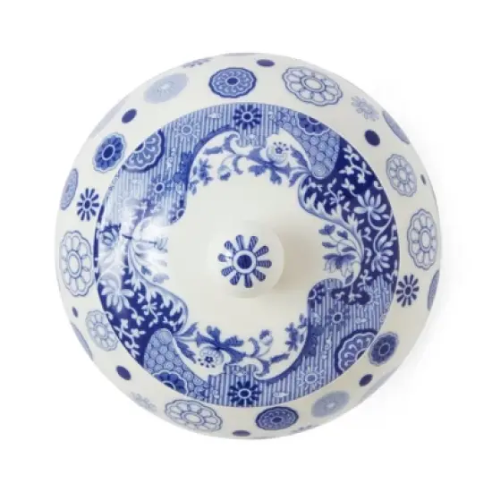Spode Blue Italian Brocato Porcelain Ginger Jar - 5-Inch Decorative Lidded Accent with Imari Border in Classic Blue & White for Traditional image {4}