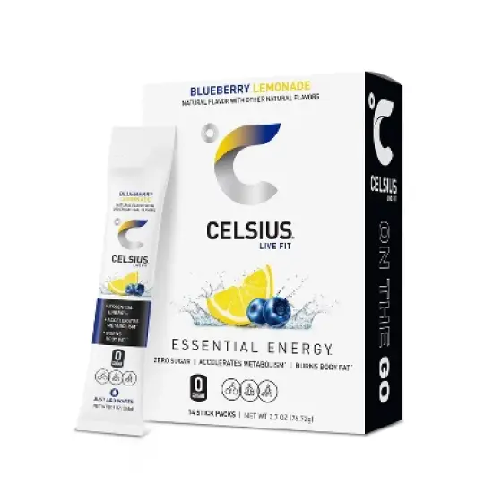 CELSIUS On The Go Powder Sticks Blueberry Lemonade Essential Energy - 14pk Sticks image {5}