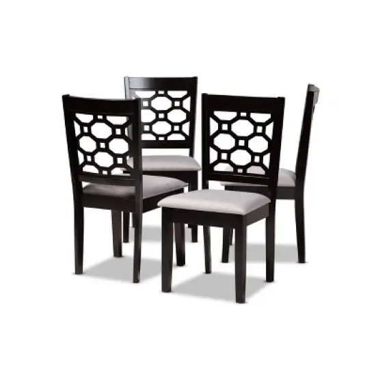 4pc Peter Fabric Upholstered and Wood Dining Chairs - Baxton Studio image {5}