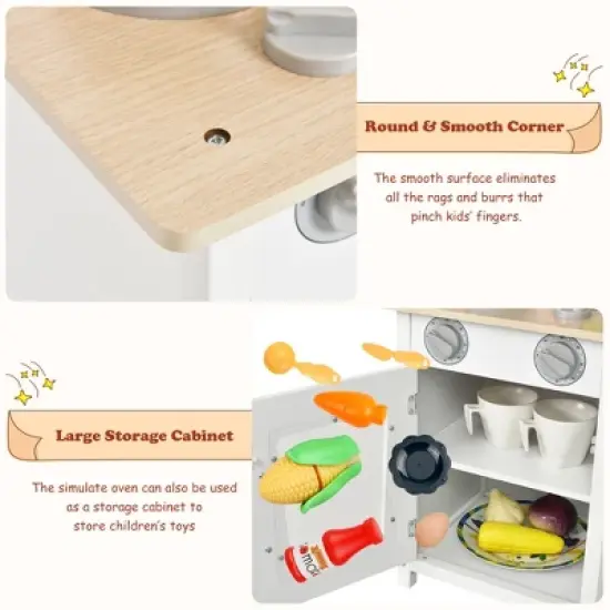 Costway Wooden Pretend Play Kitchen Set for Kids Toddlers w/ Accessories & Sink image {6}