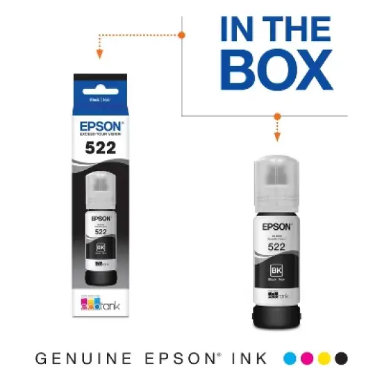 Epson 522 Single Ink Bottle - Black (T522120-S): High Yield Printer Ink image {1}