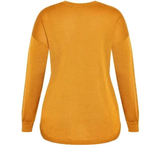 Women's Plus Size Tully Curved Hem Sweater - saffron | AVENUE image {5}