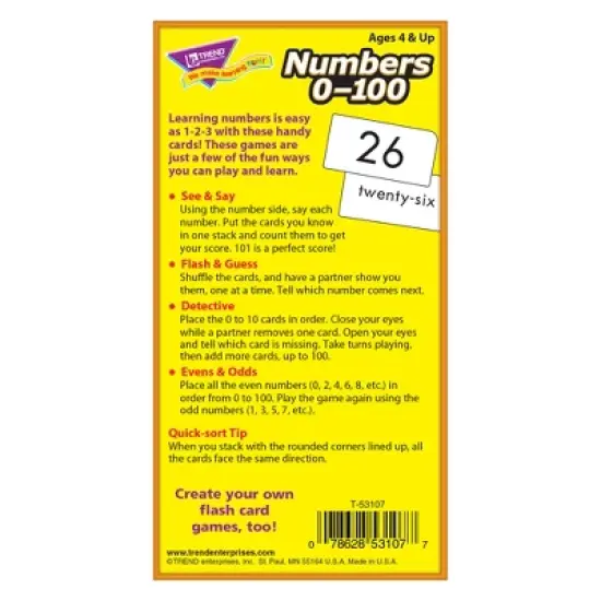 TREND Numbers 0-100 Skill Drill Flash Cards image {4}