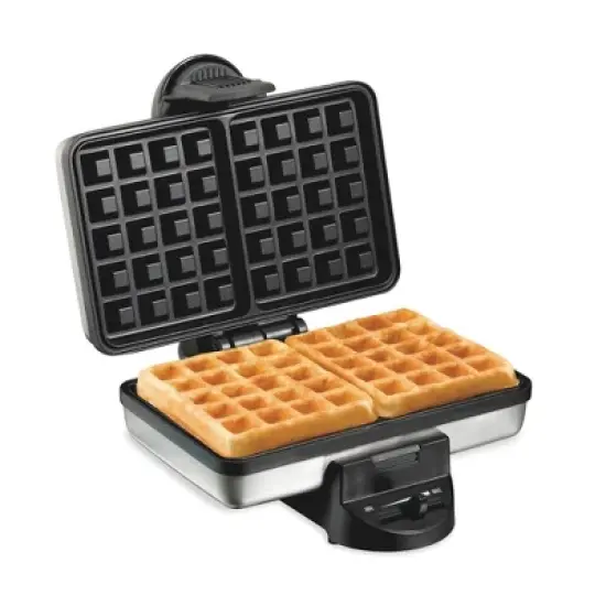 Hamilton Beach Belgian Style Waffle Baker 26009G: Nonstick Metal, 650W, Hand Wash, Silver, 72 sq in Grill Surface image {7}